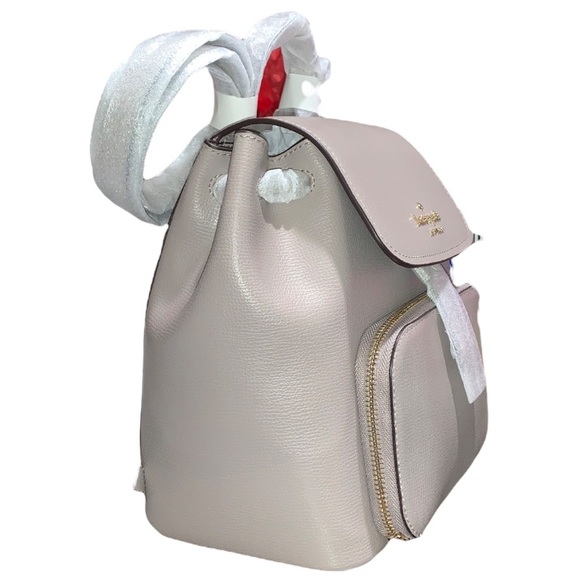 ♠️ kate spade ♠️ Darcy Refined Leather Flap Backpack, Warm Taupe - Picture 6 of 15
